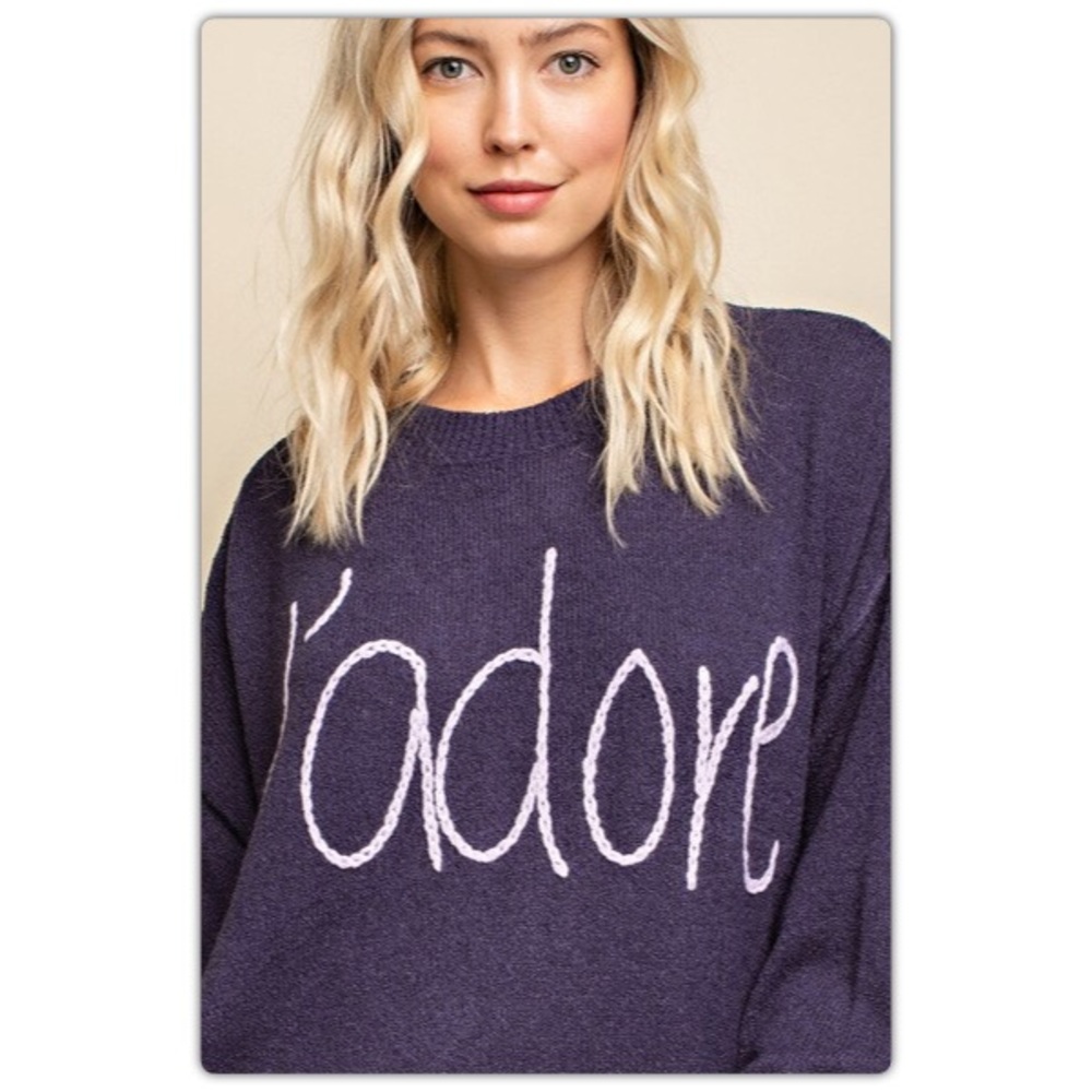 Navy and Purple J’adore Sweater - Picture 3 of 5